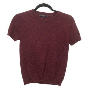 Quince Solid Burgundy Crewneck Short-Sleeve Cashmere Sweater M